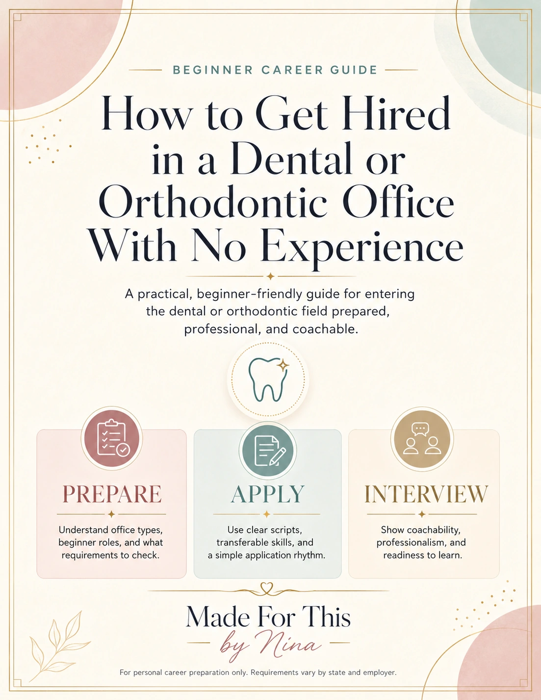How to Get Hired in a Dental or Orthodontic Office With No Experience guide cover